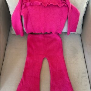 btween Fuchsia Knit Sweater and Pants Set